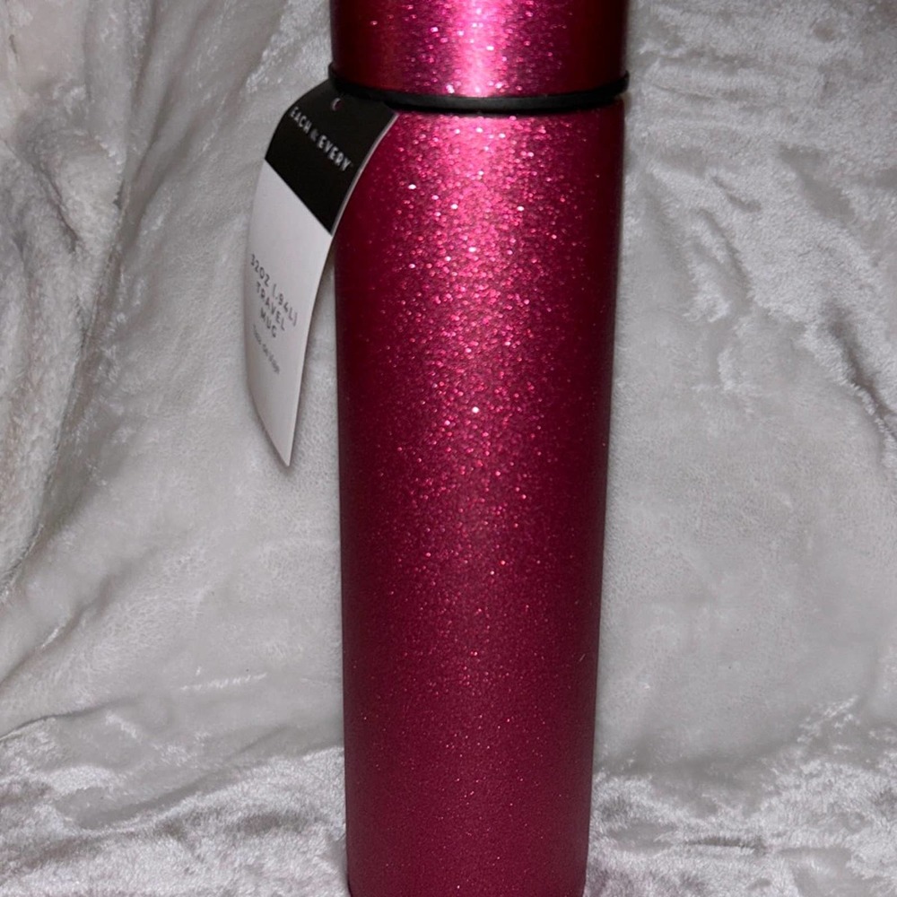 BLING HOT PINK FUCHSIA GLITTER 32 OZ STAINLESS STEEL INSULATED TRAVEL THERMOS - Picture 4 of 12